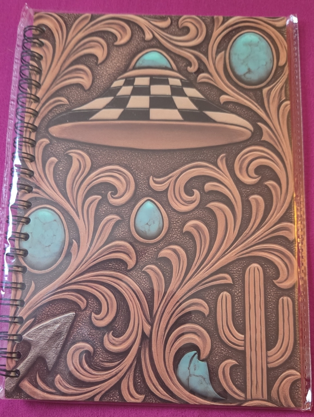 Western Spiral Notebook with Turquoise Western Embossed Cover